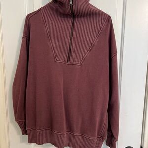 Aerie women’s Maroon Zip-Up Sweater
